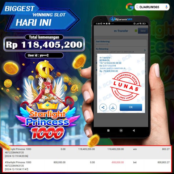 KEMENANGAN STARLIGHT PRINCESS 1000