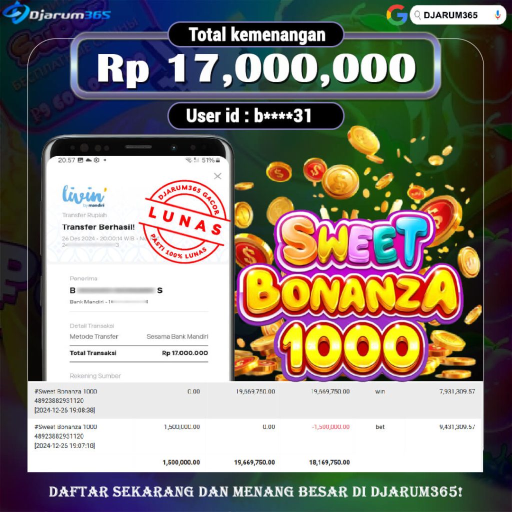 Kemenangan SWEET BONANZA 1000