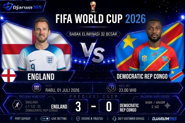 Prediksi England vs Democratic Republic of Congo Piala Dunia 2026 The Three Lions Difavoritkan Melaju ke Babak 16 Besar
