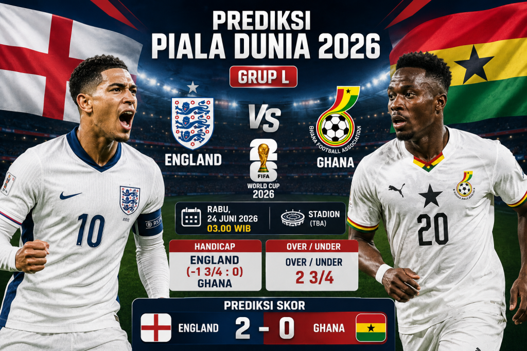 Prediksi England vs Ghana Piala Dunia 2026 The Three Lions Bidik Kemenangan Penting di Grup L