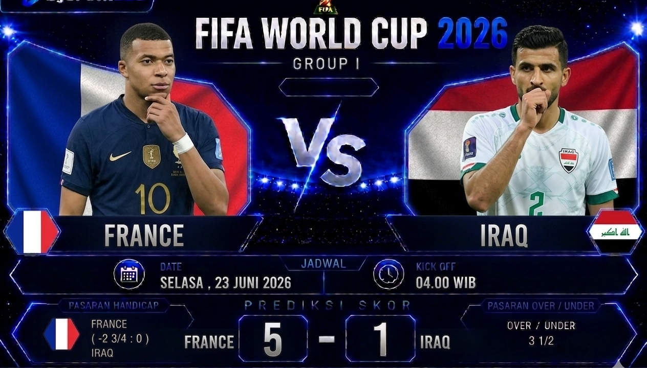 Prediksi France vs Iraq Piala Dunia 2026: Les Bleus Diunggulkan Raih Kemenangan Meyakinkan di Grup B
