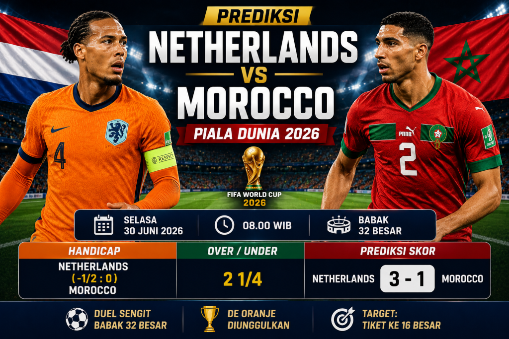 Prediksi Netherlands vs Morocco Piala Dunia 2026 De Oranje Diunggulkan Amankan Tiket ke Babak 16 Besar