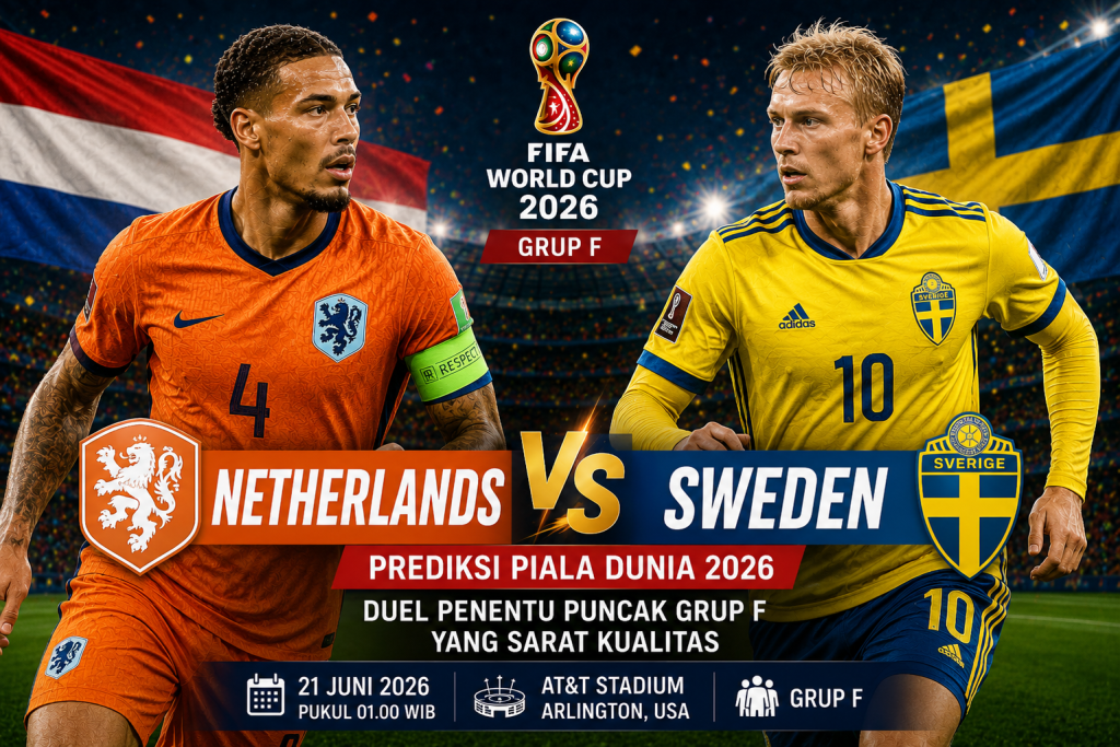 Prediksi Netherlands vs Sweden Piala Dunia 2026: Duel Penentu Puncak Grup F yang Sarat Kualitas