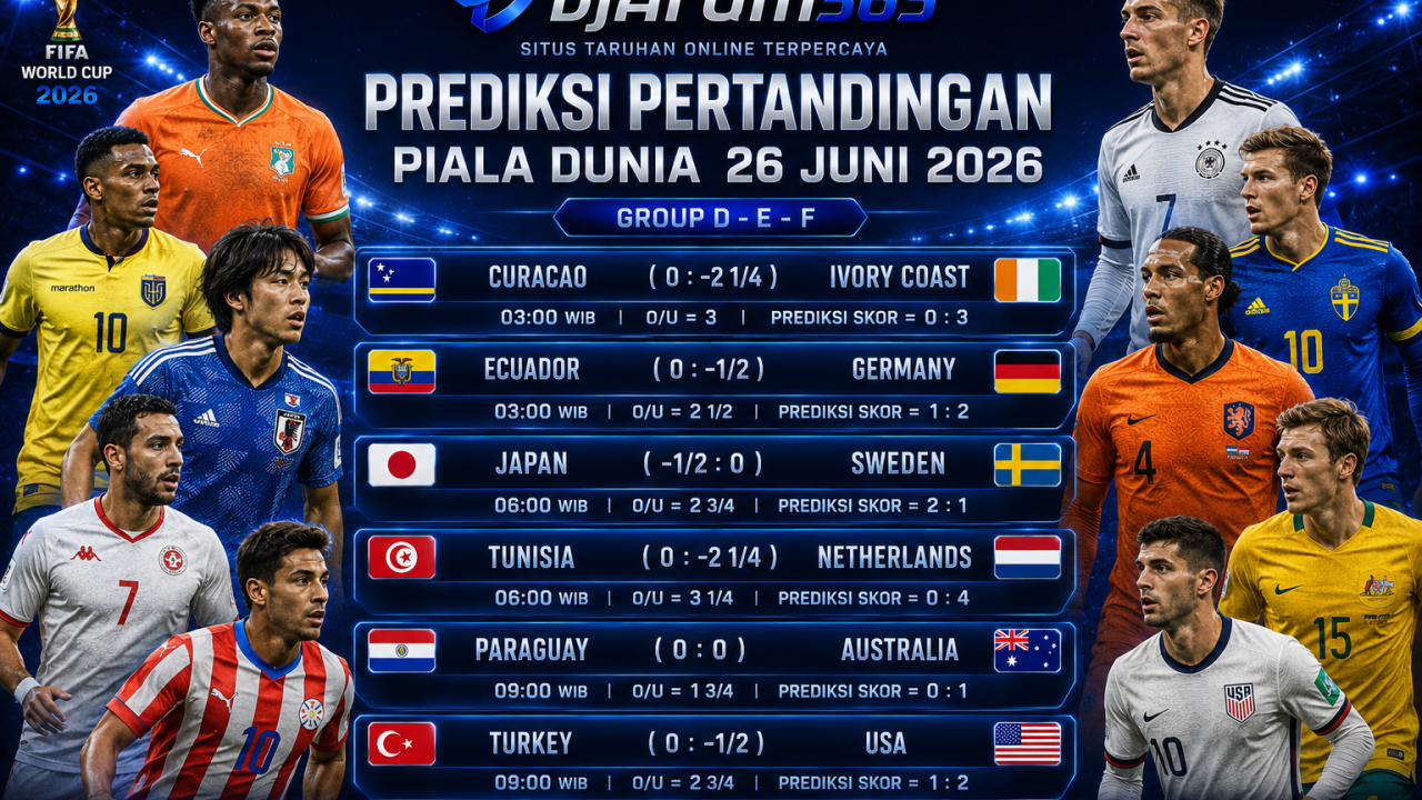 Prediksi Piala Dunia 2026 26 Juni 2026 Jerman, Belanda, dan Pantai Gading Berpeluang Raih Kemenangan Penting