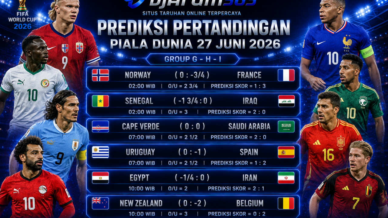 Prediksi Piala Dunia 27 Juni 2026 Prancis, Spanyol, dan Belgia Siap Tunjukkan Dominasi