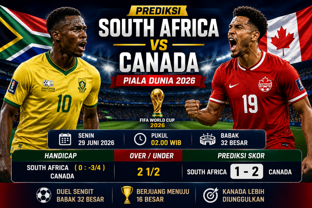 Prediksi South Africa vs Canada Piala Dunia 2026 Duel Sengit Babak 32 Besar, Kanada Lebih Diunggulkan