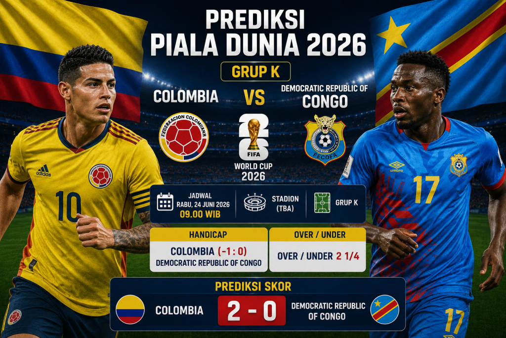Prediksi Colombia vs Democratic Republic of Congo Piala Dunia 2026: Los Cafeteros Siap Amankan Tiga Poin di Grup K