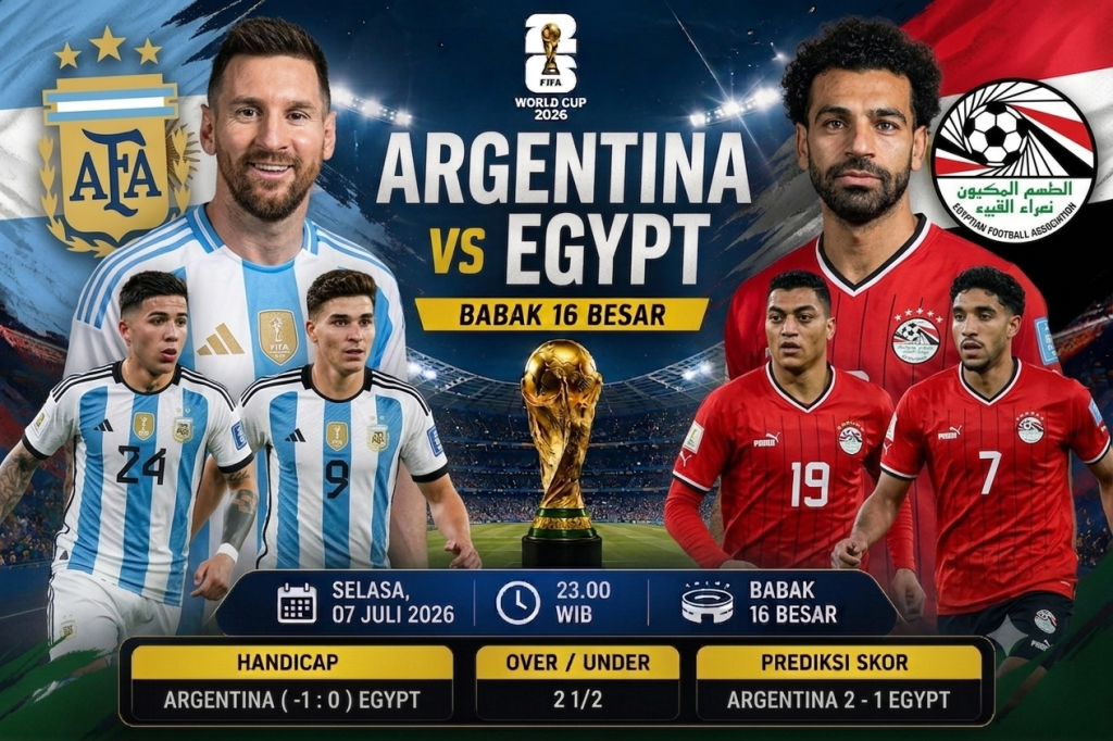 Prediksi Argentina vs Egypt Piala Dunia 2026 Albiceleste Diunggulkan Menang Tipis di Babak 16 Besar
