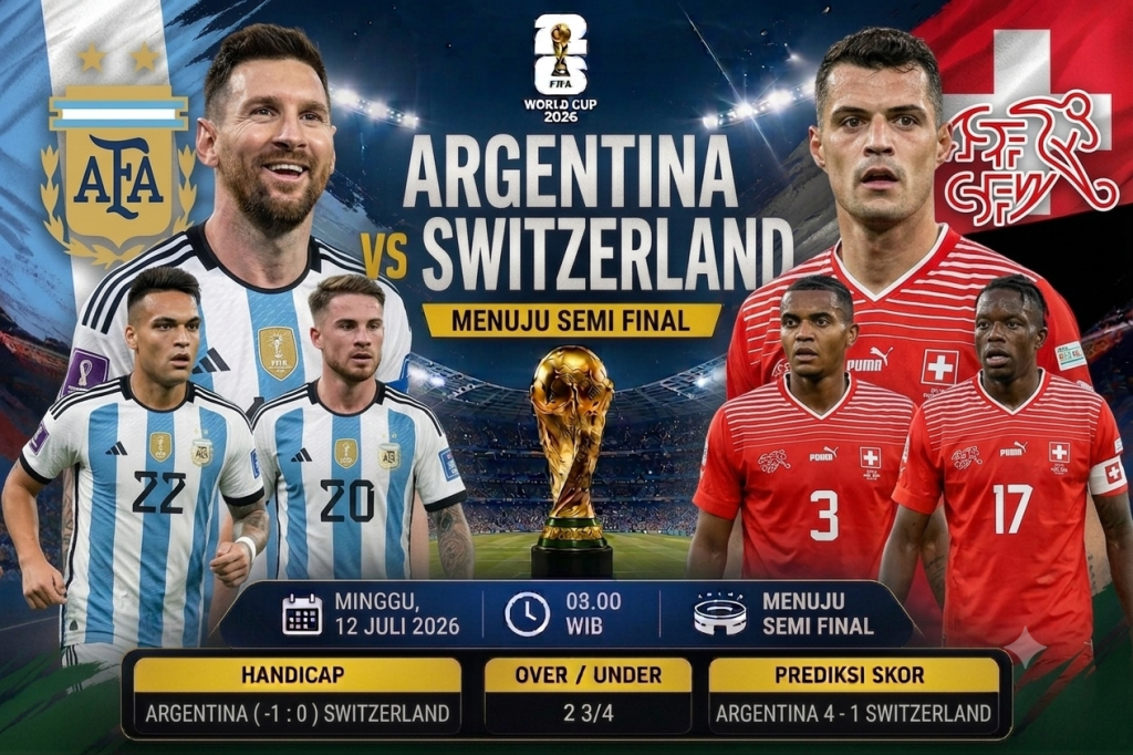 Prediksi Argentina vs Switzerland Menuju Semi Final Piala Dunia 2026 Albiceleste Difavoritkan Melaju