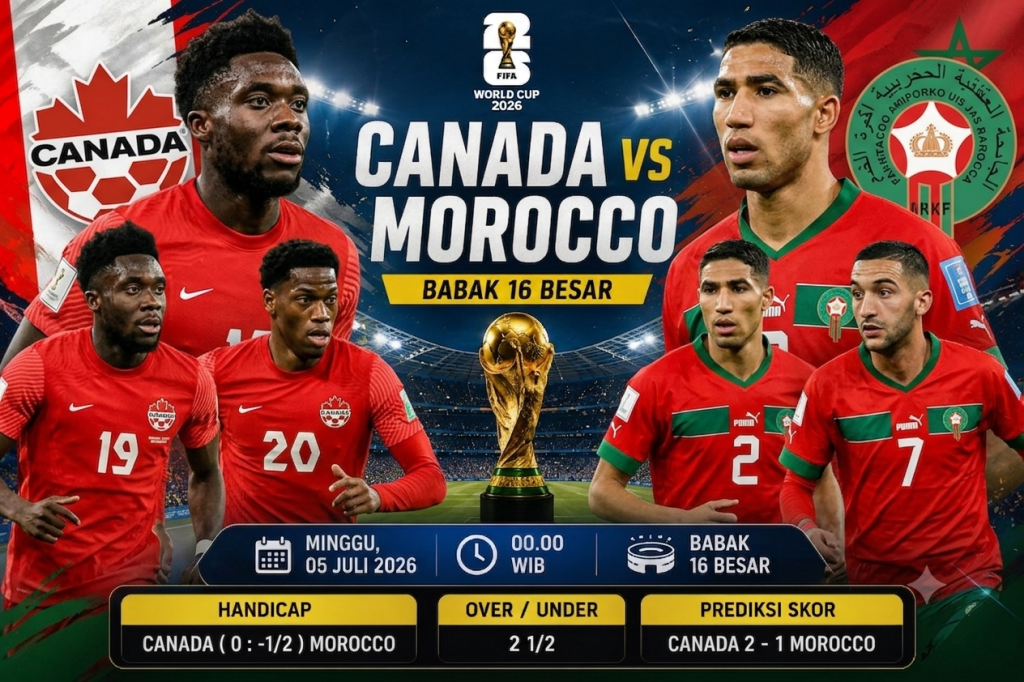 Prediksi Canada vs Morocco Piala Dunia 2026: Duel Sengit Perebutan Tiket Perempat Final
