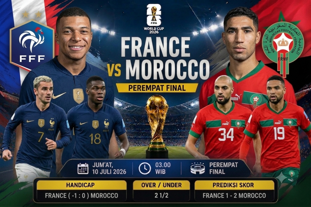 Prediksi France vs Morocco Perempat Final Piala Dunia 2026 Singa Atlas Siap Buat Kejutan Besar