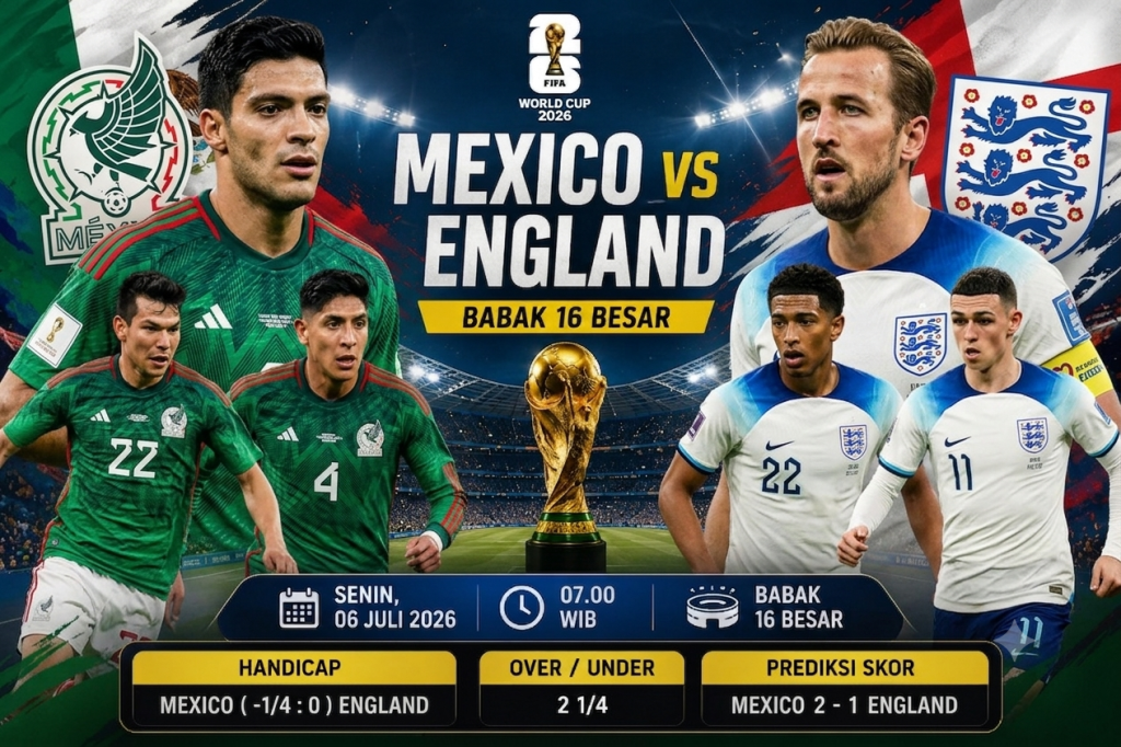 Prediksi Mexico vs England Piala Dunia 2026: El Tri Siap Ciptakan Kejutan di Babak 16 Besar