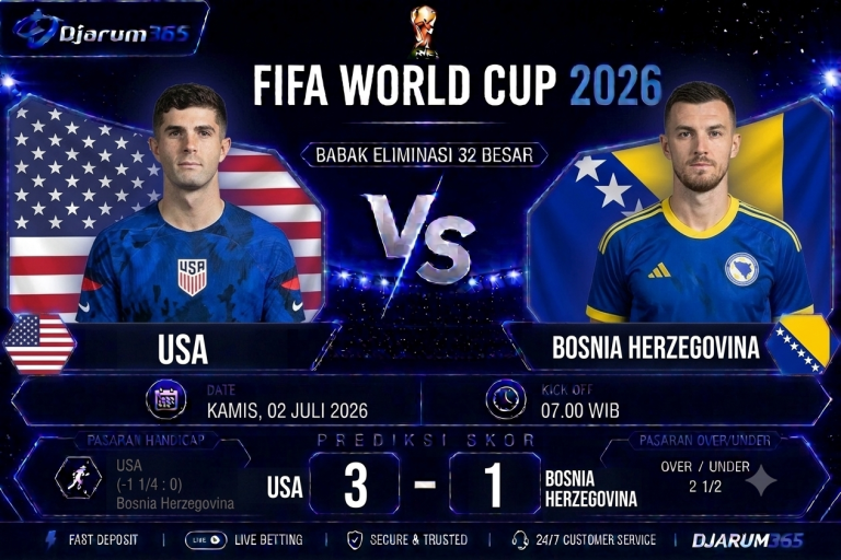 Prediksi USA vs Bosnia Herzegovina Piala Dunia 2026 Tim Tuan Rumah Difavoritkan Melaju ke Babak 16 Besar