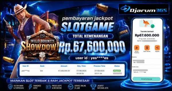 pembayaran jackpot SLOTGAME total kemenangan Rp. 67,600,000
