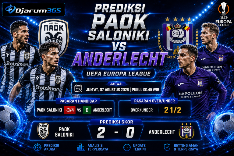 Prediksi PAOK Saloniki vs Anderlecht, UEFA Europa League 7 Agustus 2026 PAOK Difavoritkan Raih Kemenangan