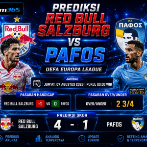 Prediksi Red Bull Salzburg vs Pafos, UEFA Europa League 7 Agustus 2026 Salzburg Diunggulkan Menang Telak
