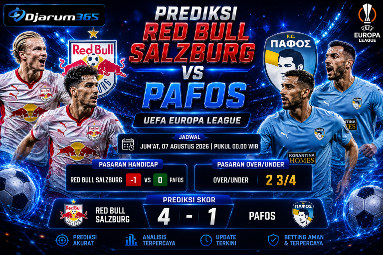 Prediksi Red Bull Salzburg vs Pafos, UEFA Europa League 7 Agustus 2026 Salzburg Diunggulkan Menang Telak