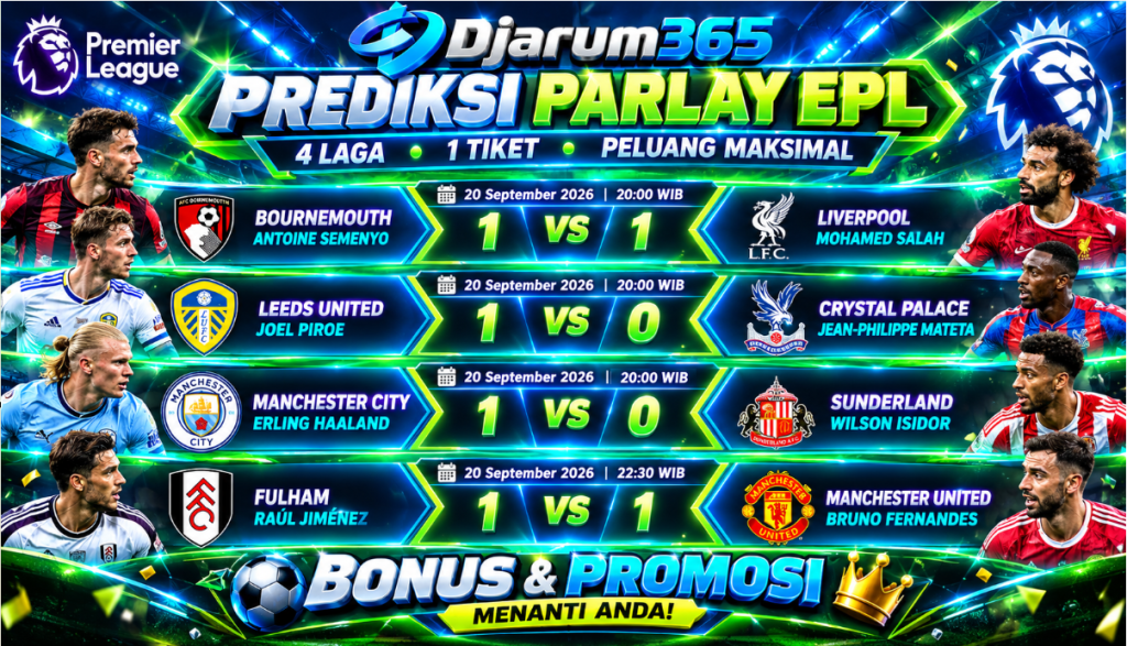 Parlay EPL 20 September 2026 Bournemouth, Liverpool hingga Manchester United