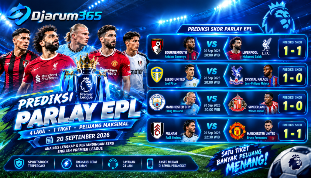Parlay EPL 20 September 2026: Bournemouth, Liverpool hingga Manchester United