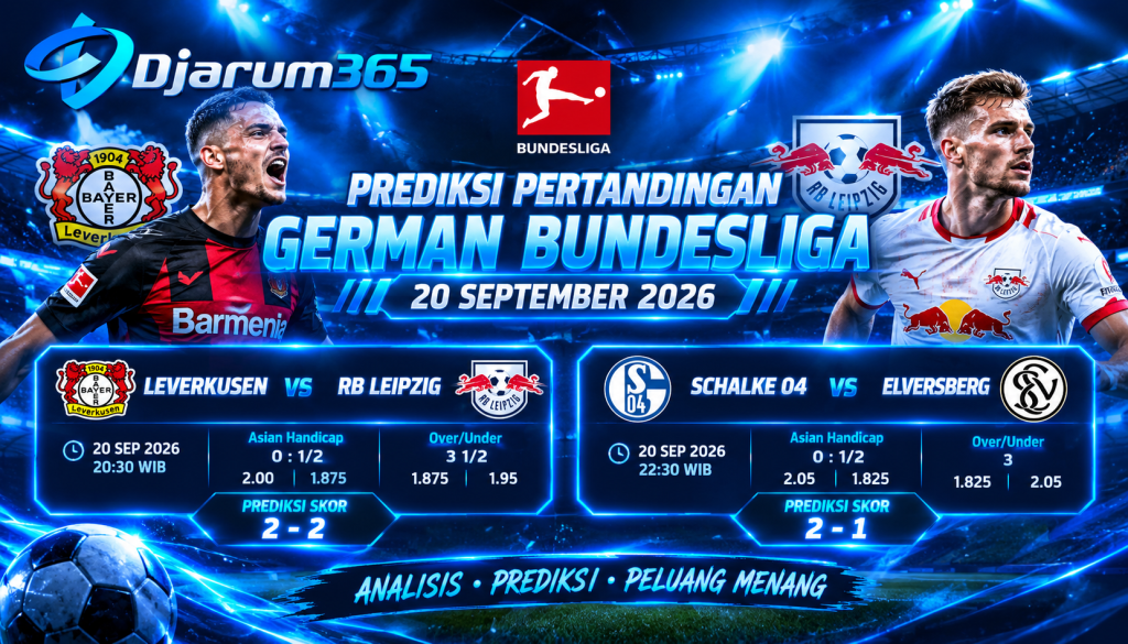 Prediksi Pertandingan German Bundesliga 20 September 2026: Leverkusen vs RB Leipzig dan Schalke 04 vs Elversberg
