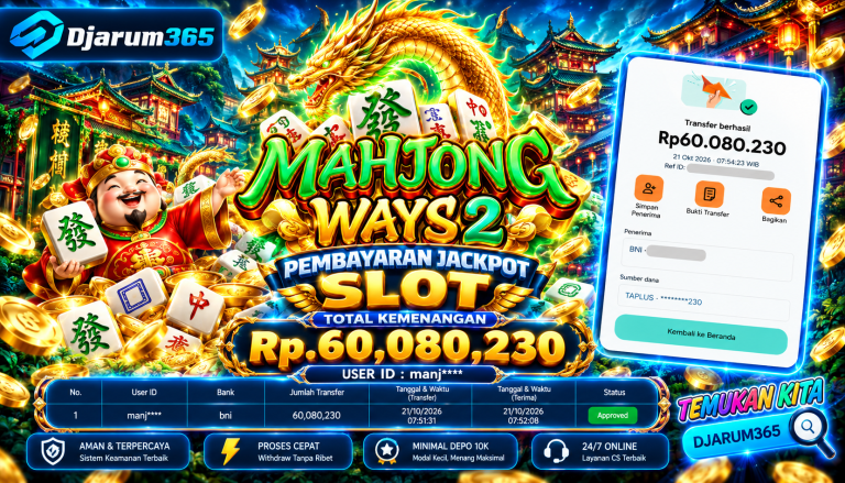 PEMBAYARAN KEMENANGAN RP. 34,020,000 TANGGAL 21 OKTOBER 2026